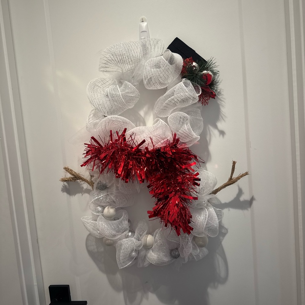 Festive White and Red Holiday Wreath